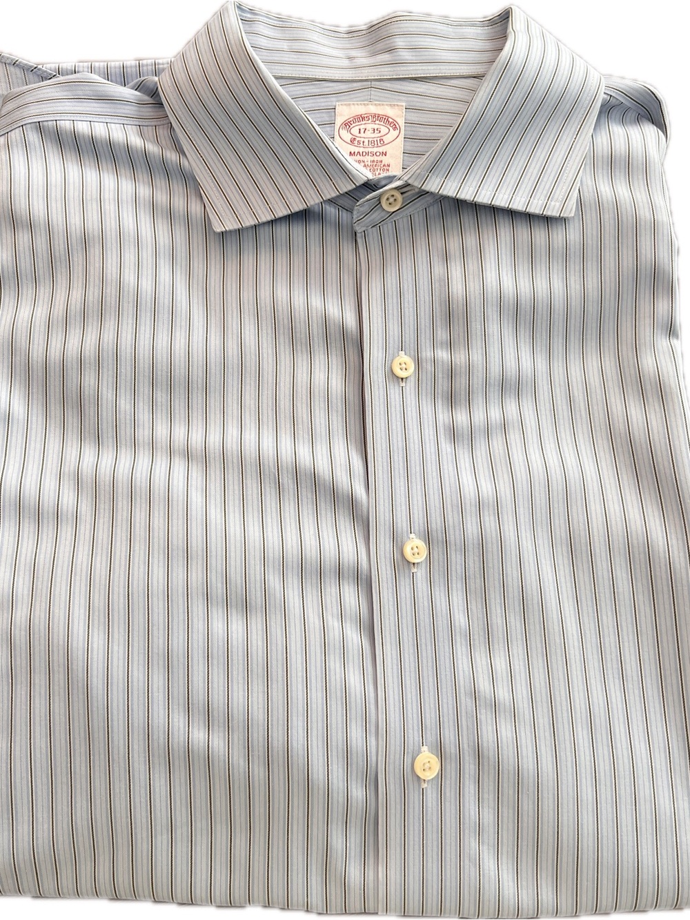Brooks Brothers Light Blue Shirt with Navy Pinstripes